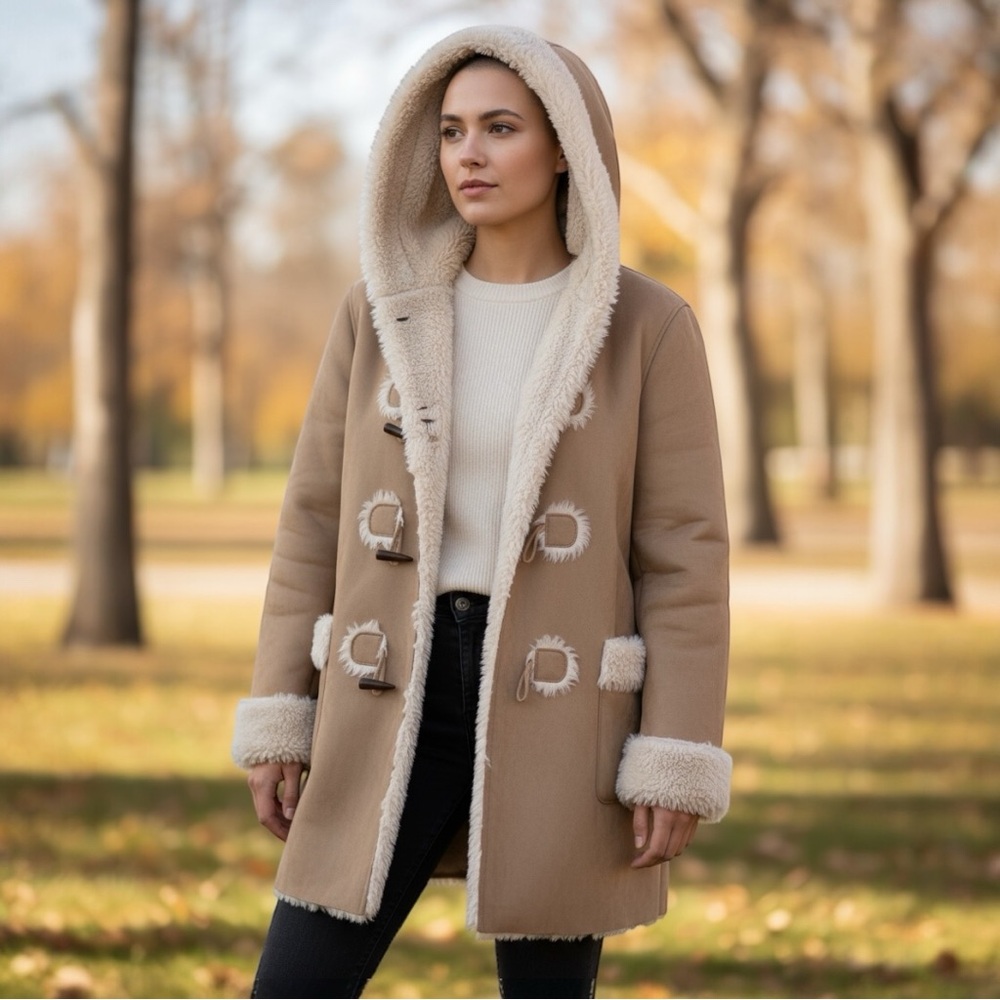 Nine West - Tan/Neutral Sand - Teddy Jacket with Faux Fur Trim